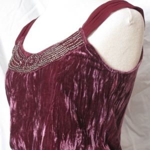 BCBG MAXAZARIA WINE COLORED VELVET BEADED CAMISOL